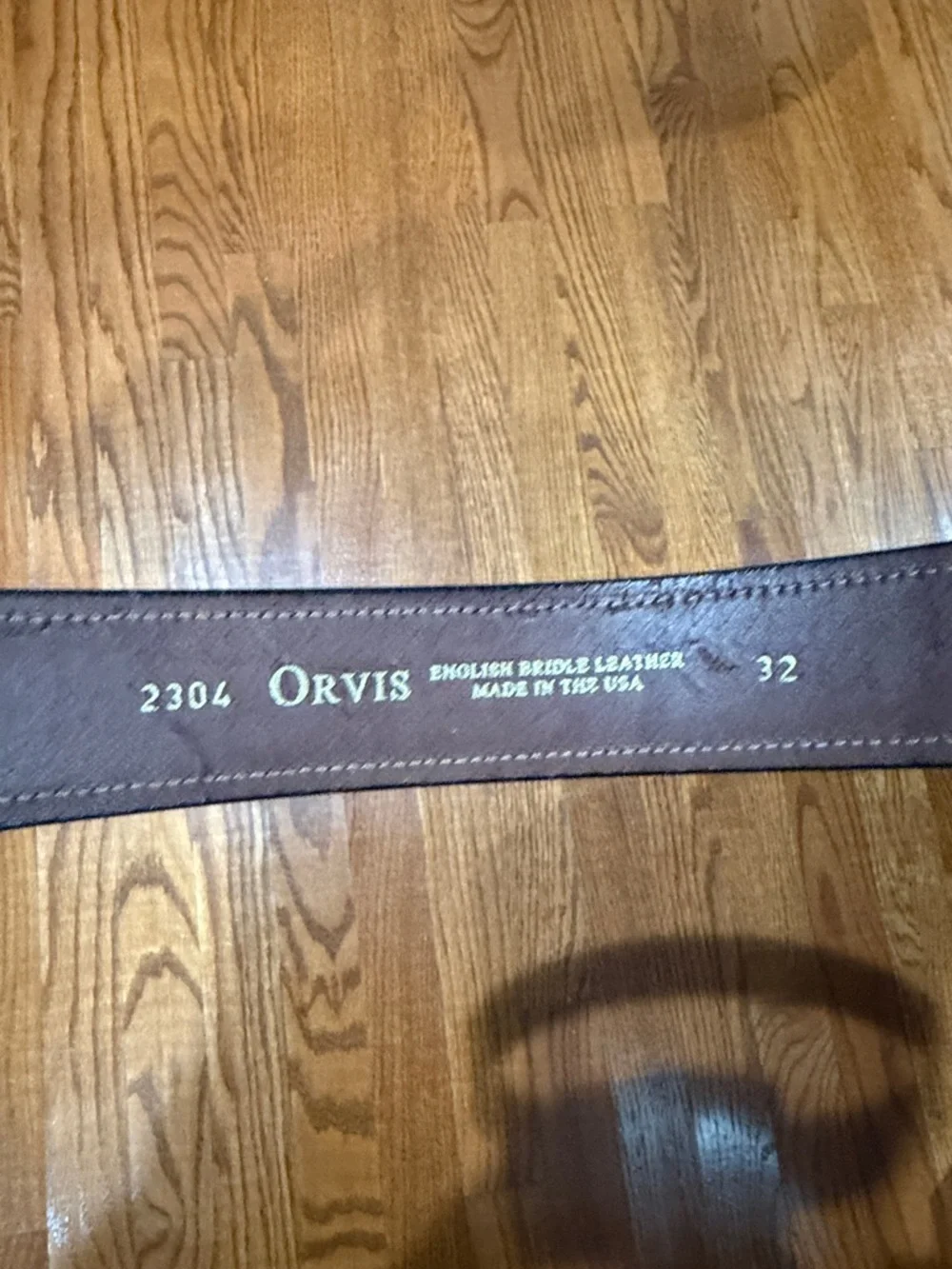 Orvis Brown English Bridle Leather Belt with Brass Spur Buckle